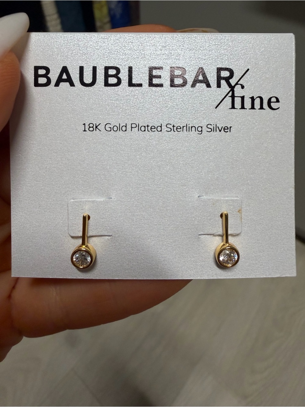 BaubleBar Gold Plated CZ Drop Stud Earrings - Gold